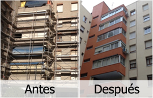 Antes y después de la rehabilitación de la fachada c/ Veracruz